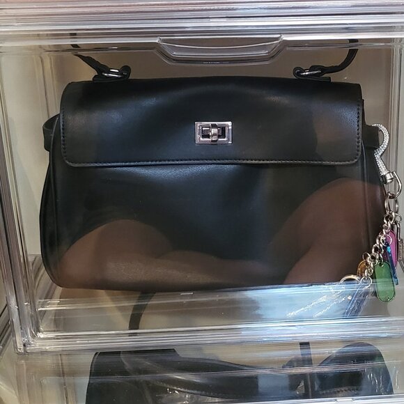 Steve Madden Contemporary Satchel Bag -Soft Black Leather (charms included) NWOT - Picture 3 of 12